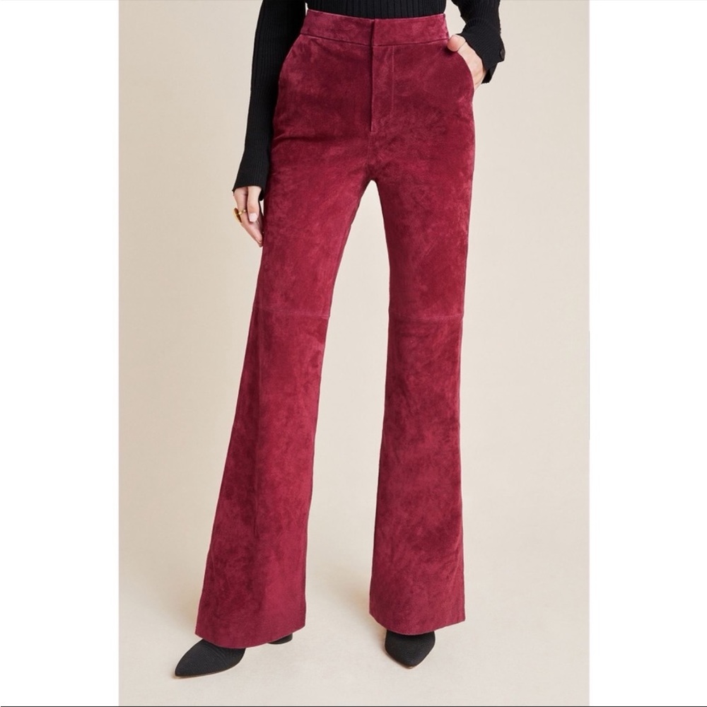 Anthropologie High Rise Suede Bootcut Pants - Picture 2 of 9